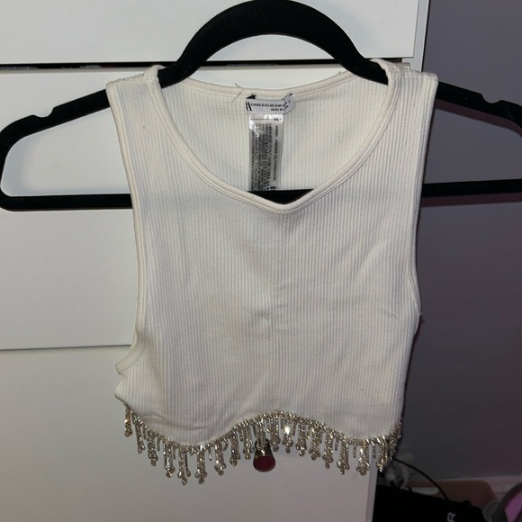Zara top. Silver sparkle fringe detailing. - Picture 1 of 5
